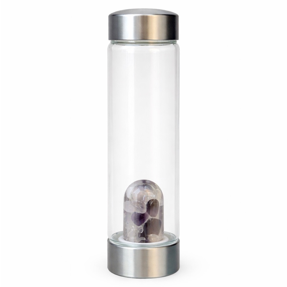 VitaJuwel ViA GemWater Crystal Water Bottle Amethyst Rose Quartz